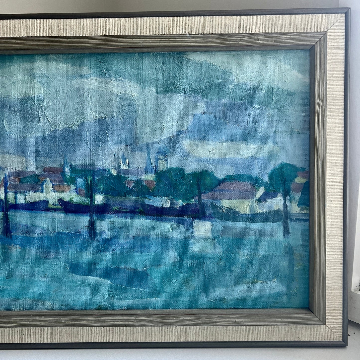 Blue Harbour Oil Painting, Sweden